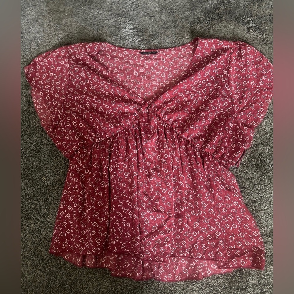 SHEIN Red Floral Blouse 4XL 0303